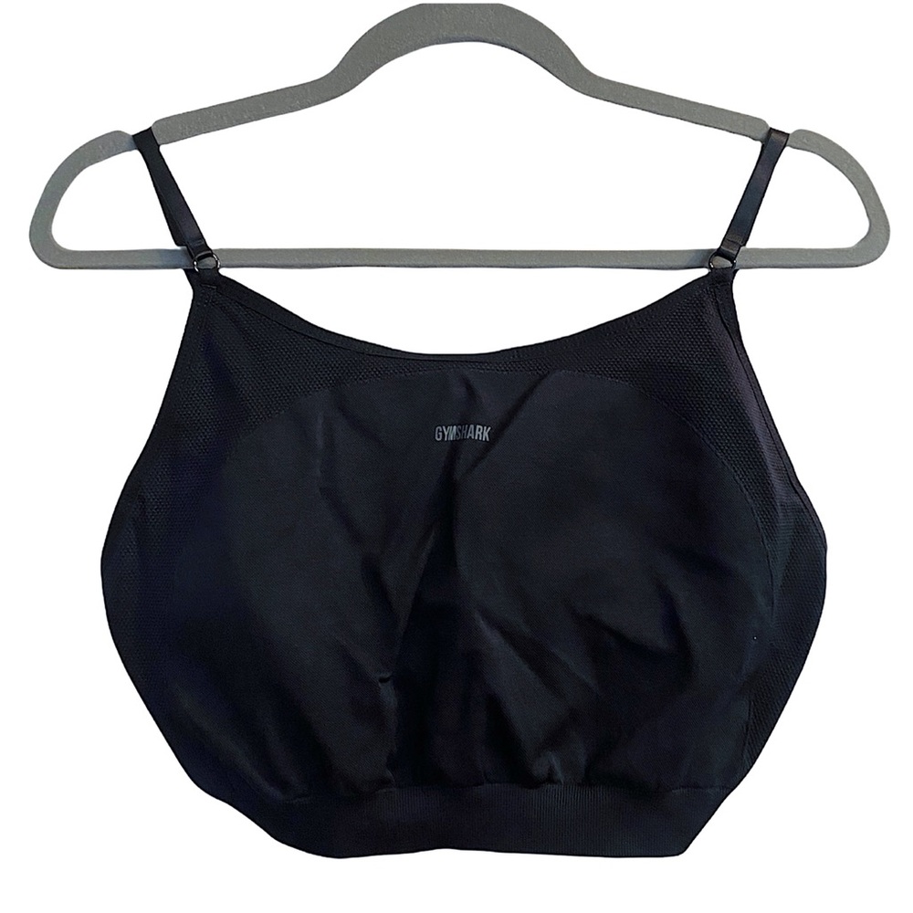 Gymshark Flex Strappy Sports Bra In Black/Charcoal Size XL Padded Low Support
